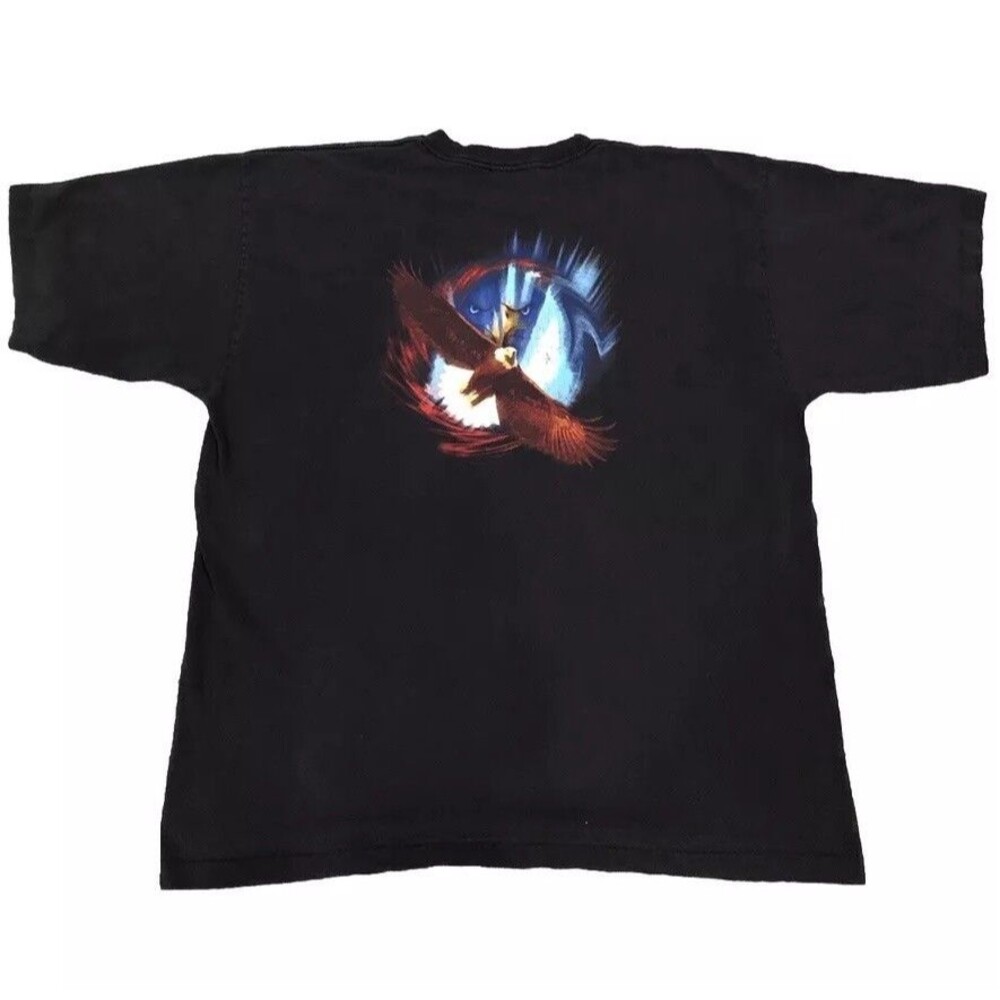 Vintage 2004 Wild & Free Bald Eagle Graphic T-Shirt Single Stitch Black Men 2XL